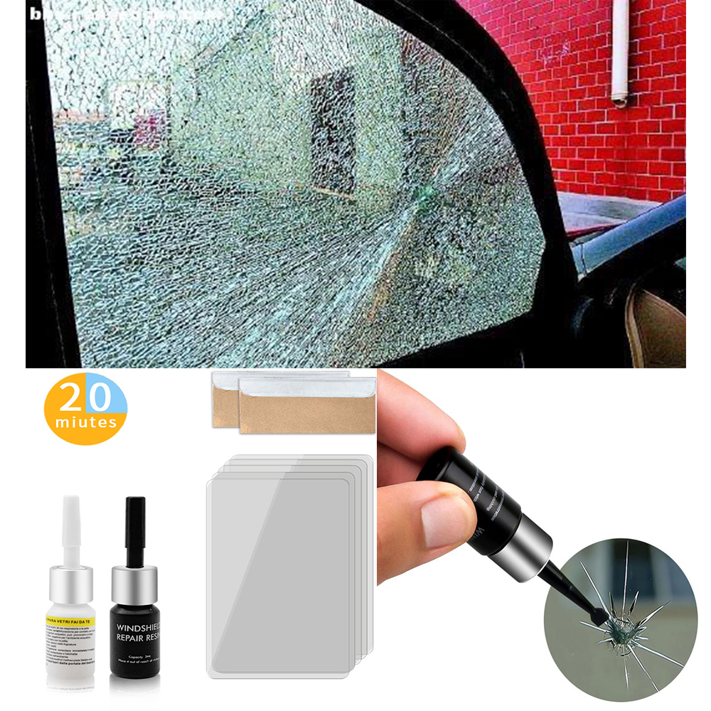 Auto Windschutzscheibe Reparaturwerkzeug DIY Auto Fenster Reparaturwerkzeuge Fenster Glas Härtung Aufkleber Autoglas Kratzer Riss restaurieren Fensterreparaturen