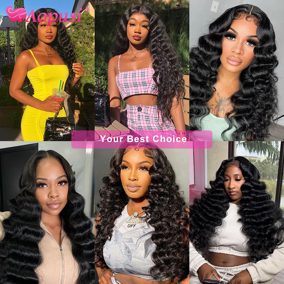 Aopusi Loose Deep Wave Bundles Human Heuving Weave Brésilien Human Hair 1/3/LOWED WAVE DOUBLE DOUBLE TOUT REMY Extensions de cheveux