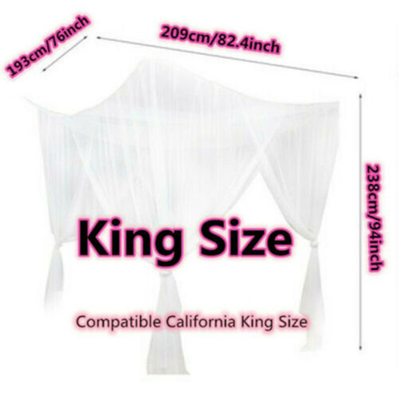 Four-Door Big Mosquito Net Canopy - King/Queen Double Bed Size, Elegant White Color Luxurious Palace Netting Prevent Insect