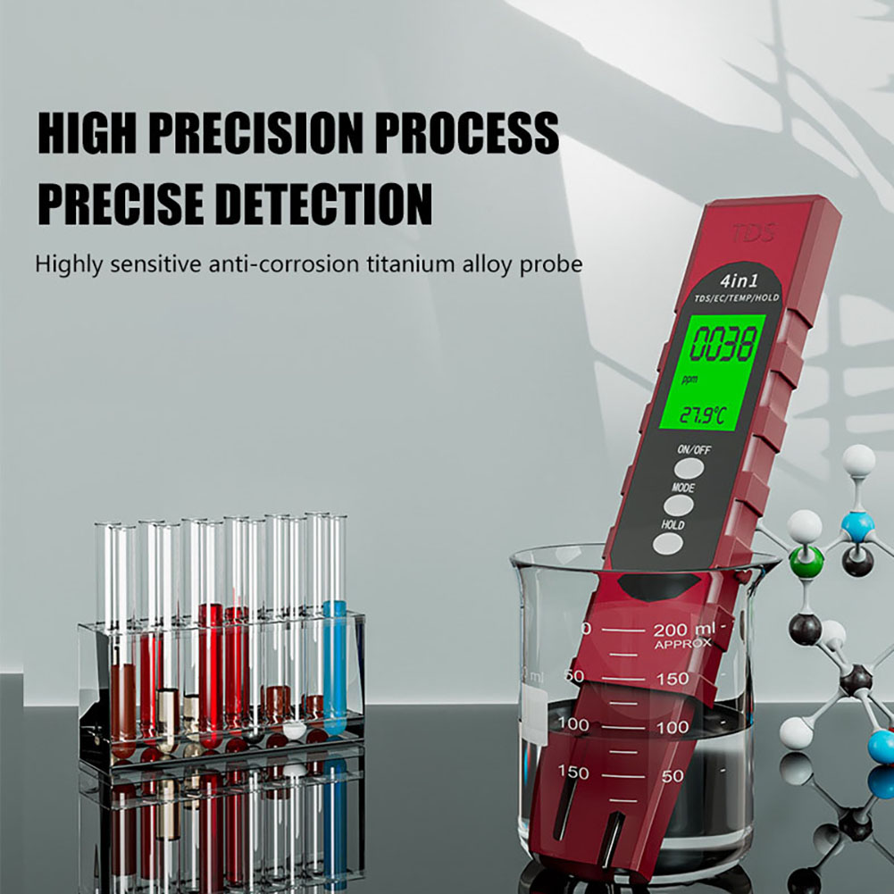 4in1 Testador de qualidade da água digital TDS TDS EC medidor Raje 0-9990 Multifuncional Pureza de pureza do medidor de temperatura PPM testador