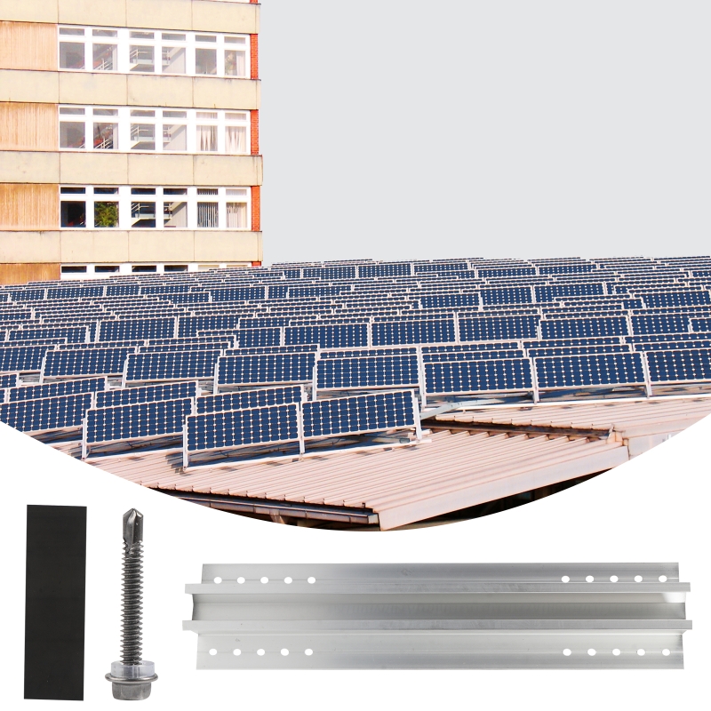 Aluminiumlegering Solpanel Kort järnvägssolpanelens monteringsfäste Fotovoltaisk monteringsfäste PV -monteringssystem