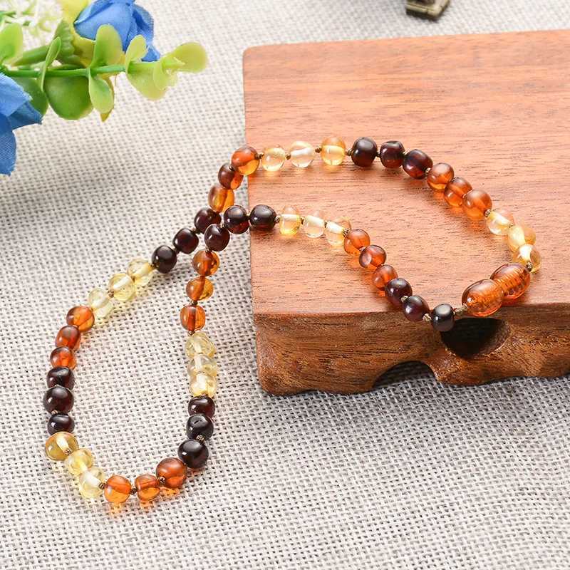 Pendant Necklaces Baltic Amber Tooth Necklace Baby Unisex 100% Natural Handmade Irregular Multi Color Polished Amber Necklace Jewelry GiftQ