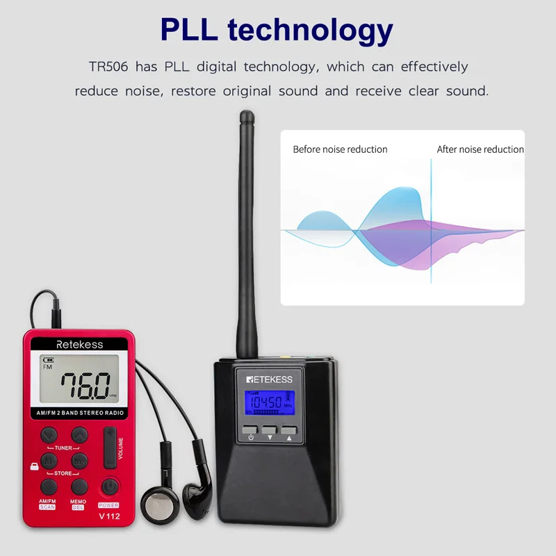 Radio Retekess TR506 FM Transmitter + V112 FM Radio Receiver Tour Guide System Guiding Church Meeting Translation System