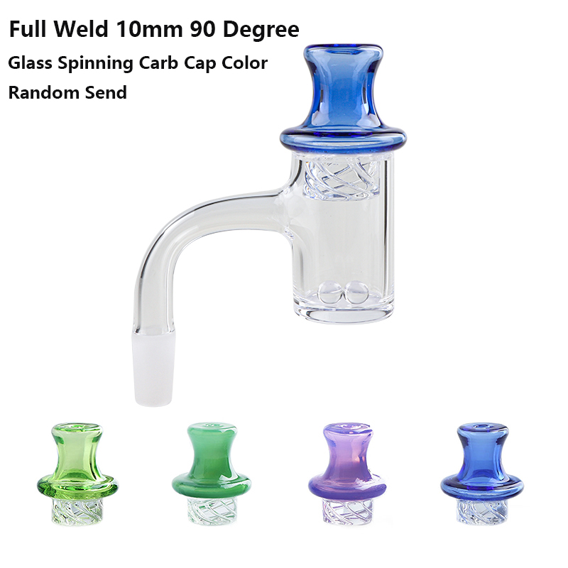 Full svets 4 mm botten avfasad kantrökning kvarts banger med 6 mm kvarts terp pärlor/glas snurrande kolhydrater för glas bongs dab riggar