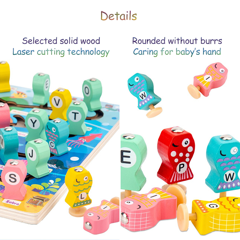 Montessori Magic Maze Letter Dopasowanie gier Numer gier Owoce Zwierzę