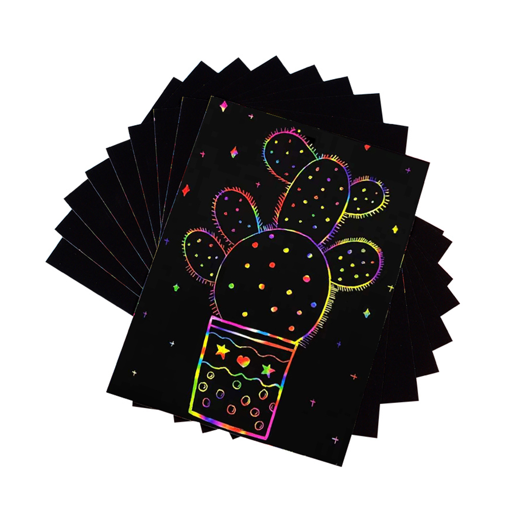 10st 250x180mm DIY Magic Rainbow Color Scratch Art Paper Card Set för lasergraver TTS-55 TS3 Gravering Ritning Random färg