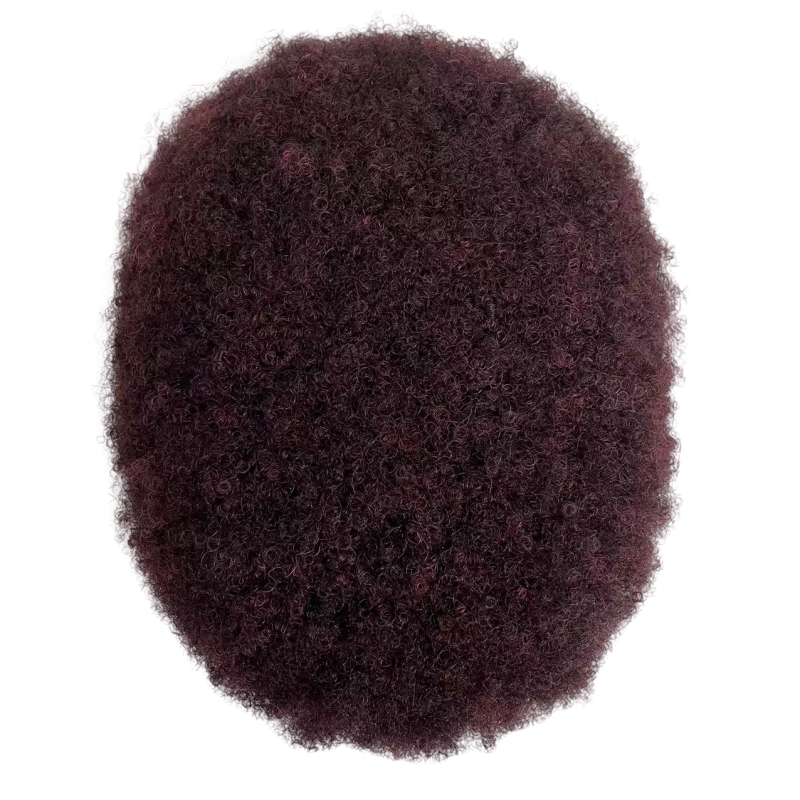 Malásia Virgem Human Human Substituição Borgonha Male peruca 8x10 Afro Kinky Curl Full Lace Toupe para homens