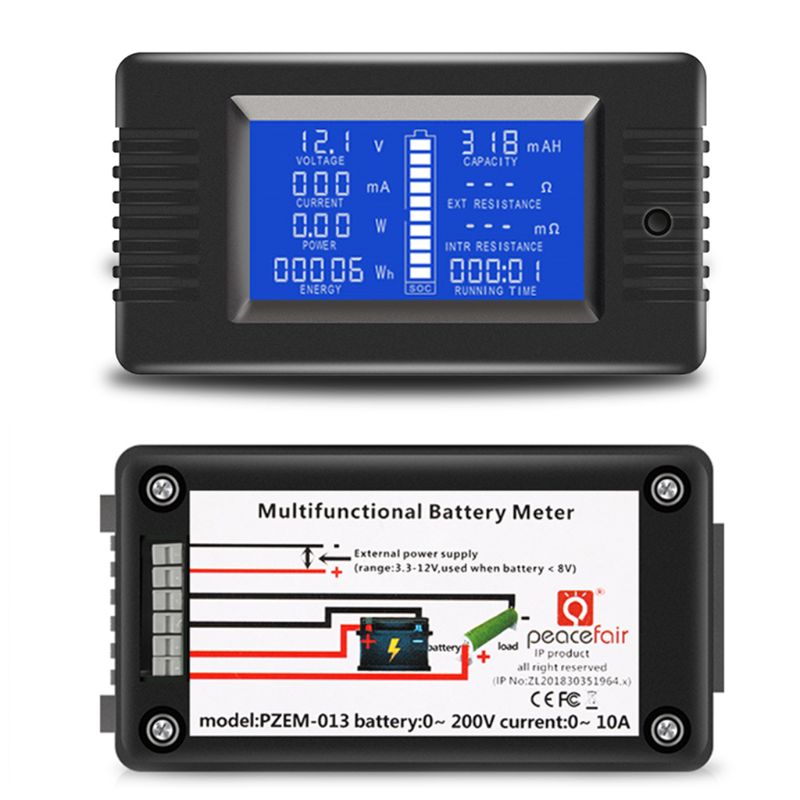 0-200V 50A/100A/200A/300A Batterikapacitet Tester Monitor Spänningsströmmotstånd Kapacitet watt kraftenergimätare