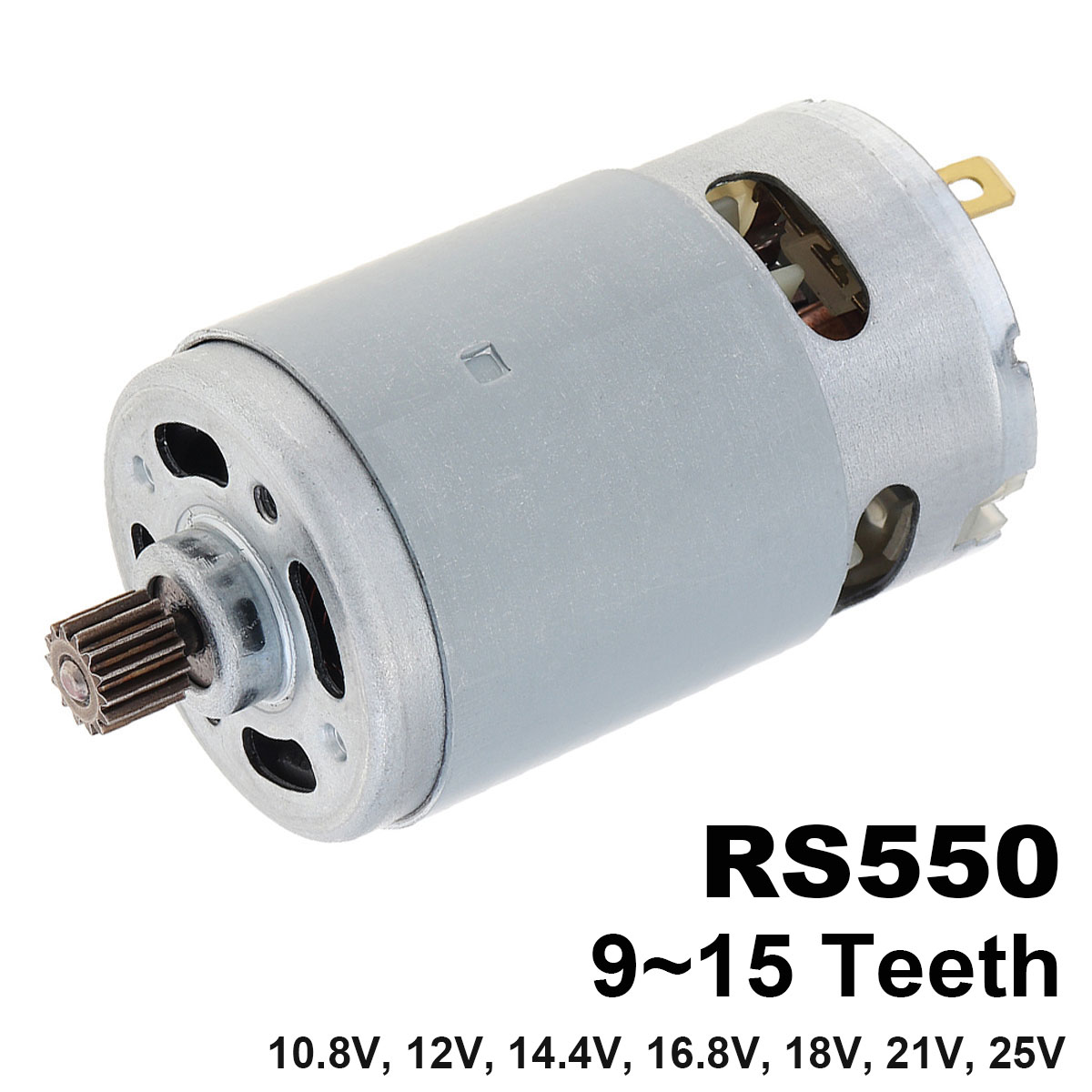 RS550 9/11/12/13/14 Tänder DC Electric Motor 10.8V/12V/14.4V/16.8V/18V/21V/25V skruvmejselborrmotor med växellåda med högt vridmoment