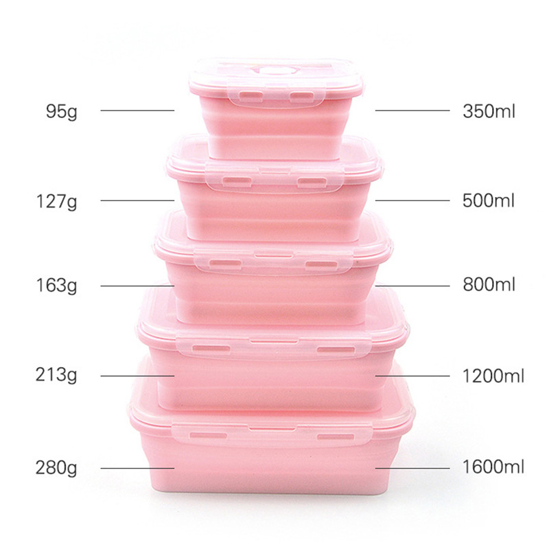 Yomdid 3/Set faltbare Silikon -Lebensmittel -Lunchbox Obst -Salat Aufbewahrungsfutterbox -Container -Geschirr bequem Lunchbox