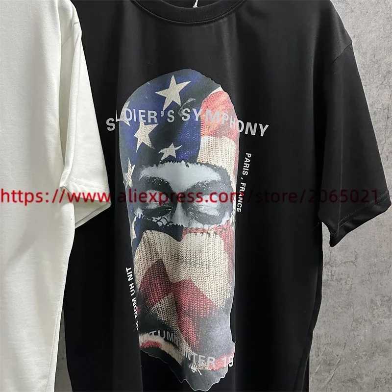 Camisetas masculinas ih nom uh nit bandeira americana máscara máscara masculina homens de alta qualidade paris t-shirt tops de manga curta j240409