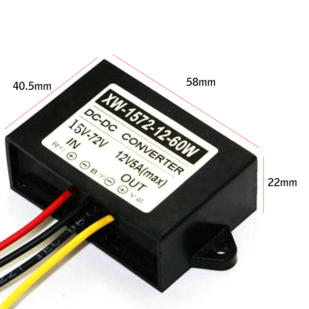 Vattentät IP67 DC DC Converter Regulator DC15-72V 24V 36V 48V Stig ner till 12V 5A 60W Modul Bilströmförsörjningsspänning