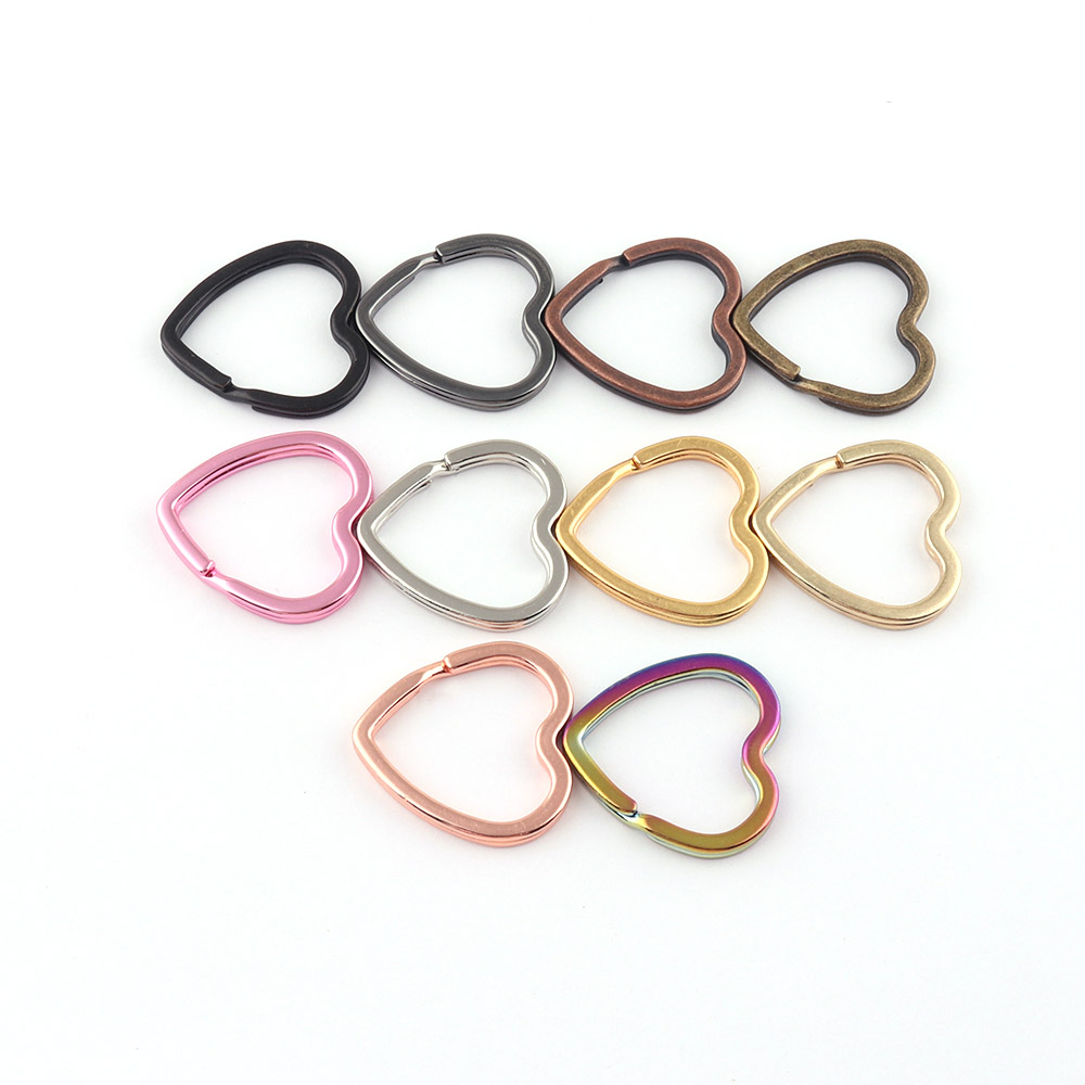 Rainbow Heart Split Key Supplies Jewelry Charm Jump Ring Purse Pendant Metal Connectors DIY Leather Craft Clasps