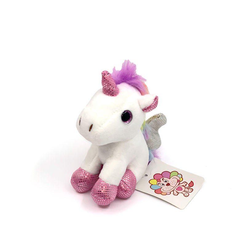 New Angel Wings Rainbow Unicorn Plush Toy Lalk z brelokiem i wisiorkiem z maszyny do lalki