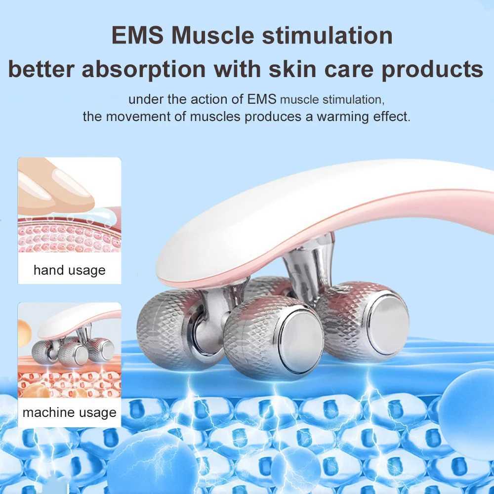 Massageador de rosto rolo facial elétrico EMS Máquina de levantamento de face Anti Aging Double Chin Remover Treinador da mandíbula Ferramentas de aperto de pele de radiofação 240409