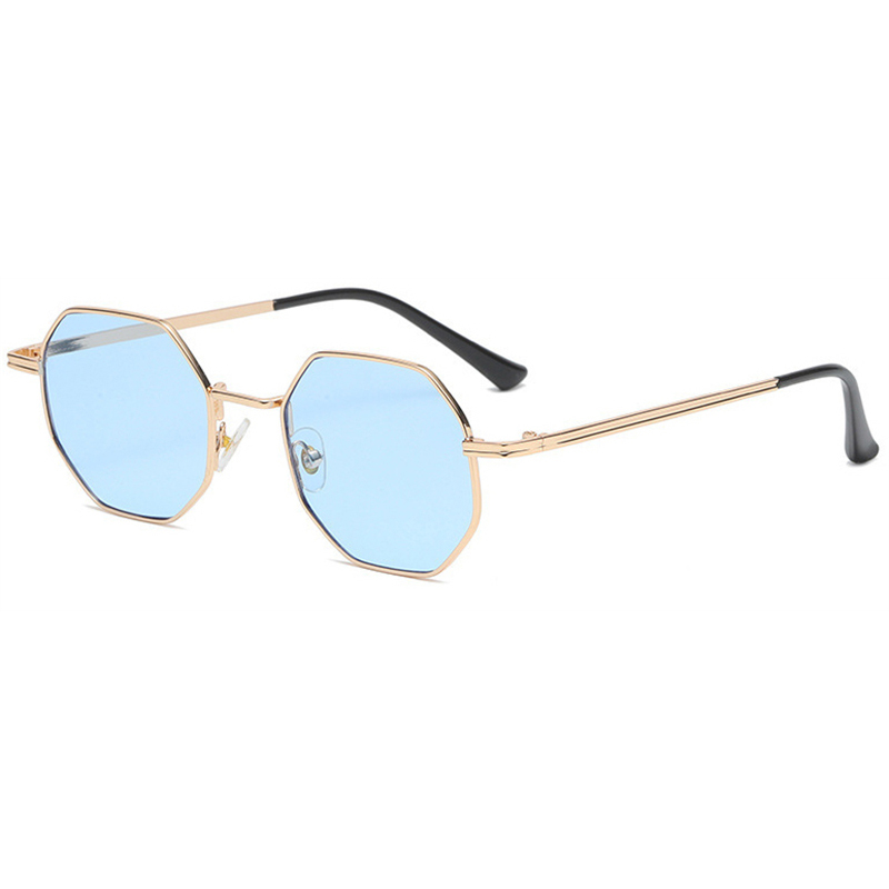 Occhiali da sole retrò di moda classici occhiali da sole poligonali in metallo occhiali da sole Y2K Cavallo Bianco