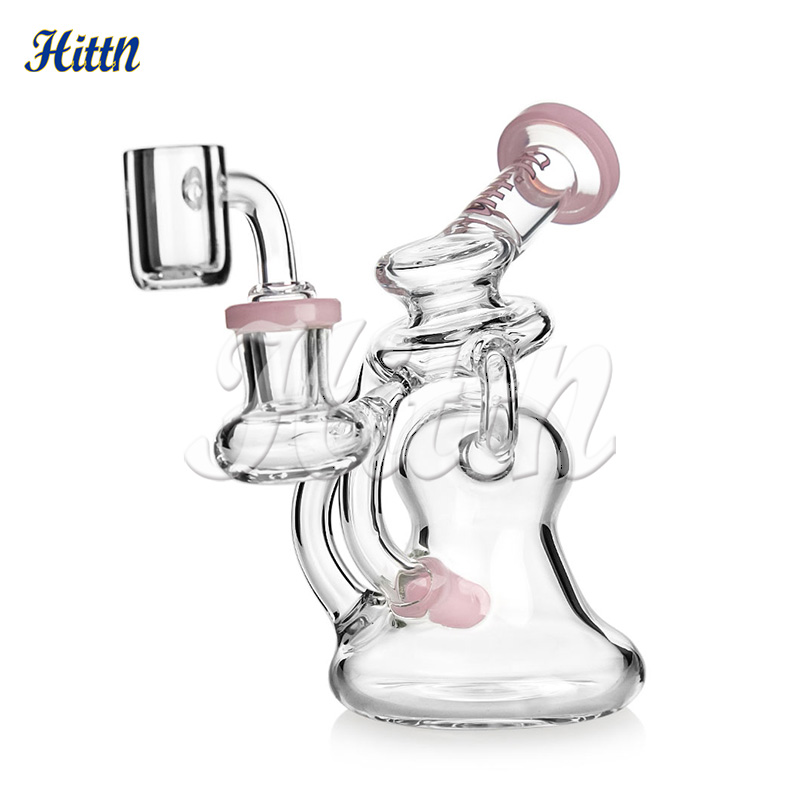 Mini Recycler Dab Rig Oil Rig 420 Sale Glass Water Bong 14mm Joint With Golden Hittn Logo Milk Milk Green Milk Purple