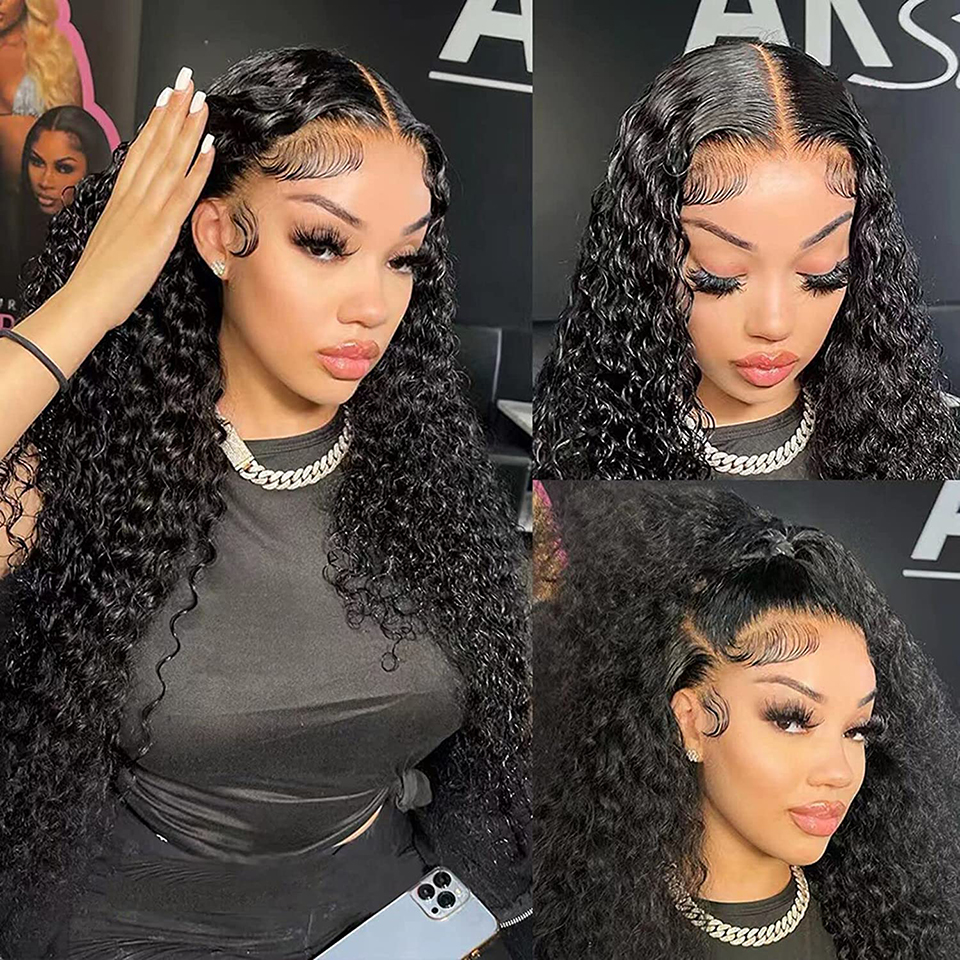 12A Malaysian Water Wave Bundles with Frontal Wet And Wavy Curly Human Hair Weave 3/4 Bundles With HD Transparent Lace Frontal