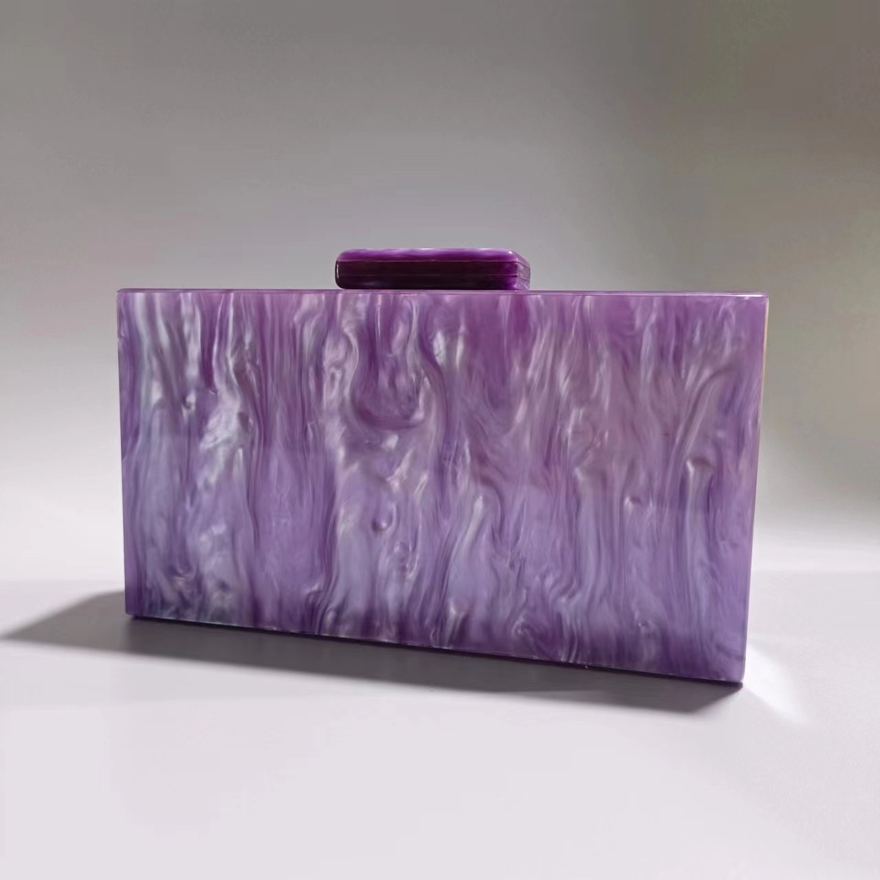 Pearl Marble Purple Acryl Clasp Box Koppelingen Dames Schouder Mini Zomeravond Turnus Vrouwelijk merk Flap Wedding Party Handtas