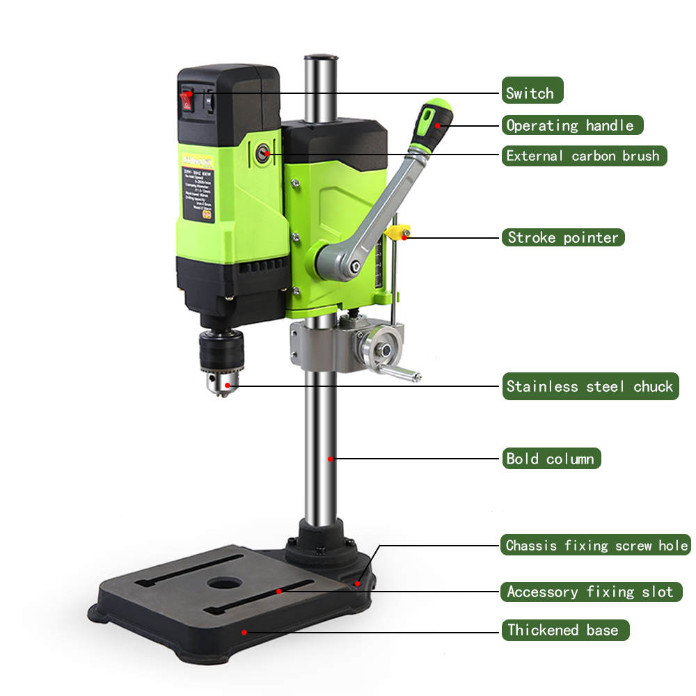 AllSome Bench Drill Press, Drill Machine de banctop à vitesse variable, 6 vitesses, vert