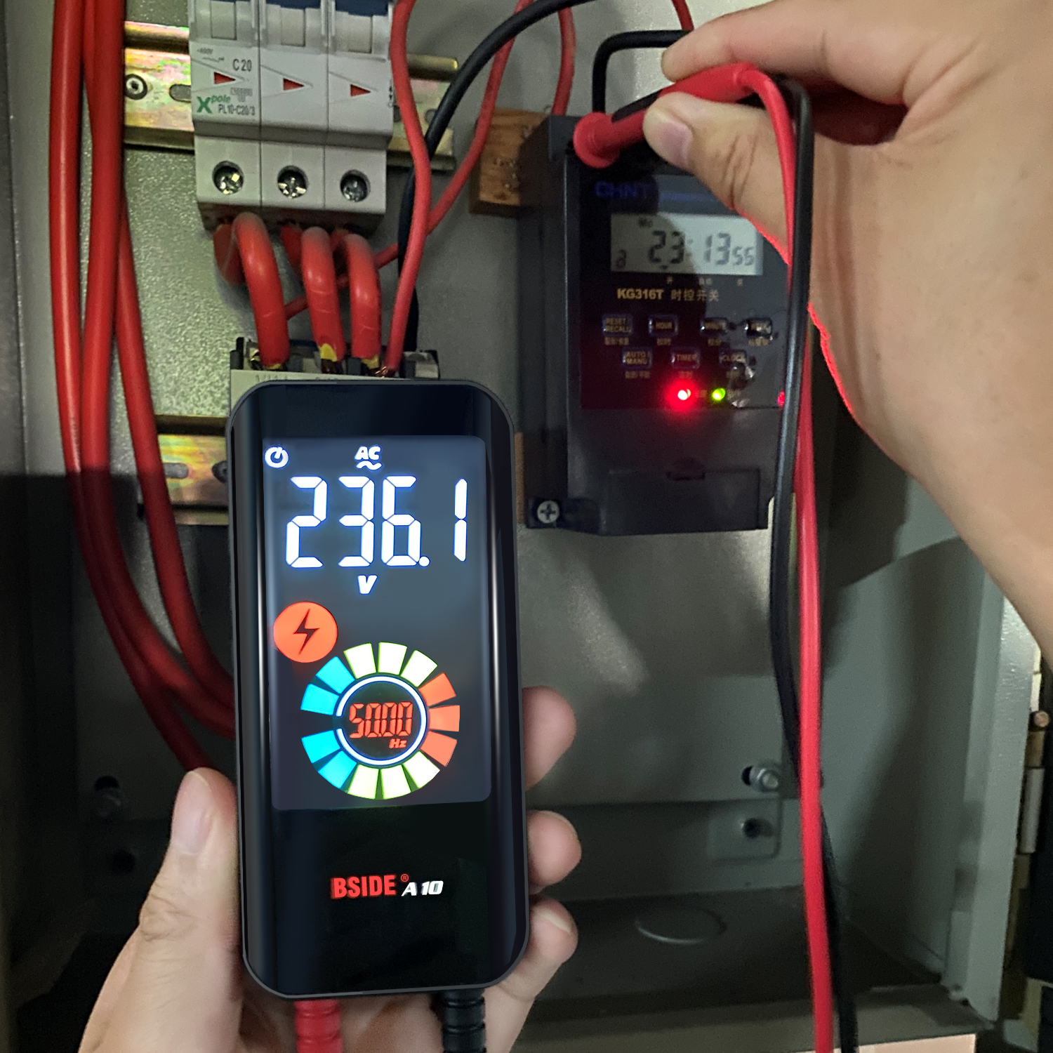 BSIDE A10 DIGITAL MINI MULTIMETER 9999カウントスマートセリエマルチメトロDC AC電圧コンデッツオームダイオードNCV Hzライブワイヤテスター