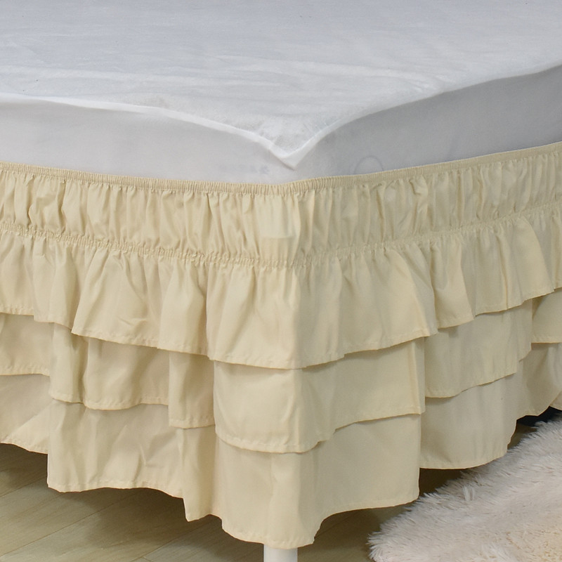 Luxurious Premium Quality Three Layers Ruffles Waterfall Style Bed Skirt With Wrinkle and Fade Resistant Fabric-15 Inch High