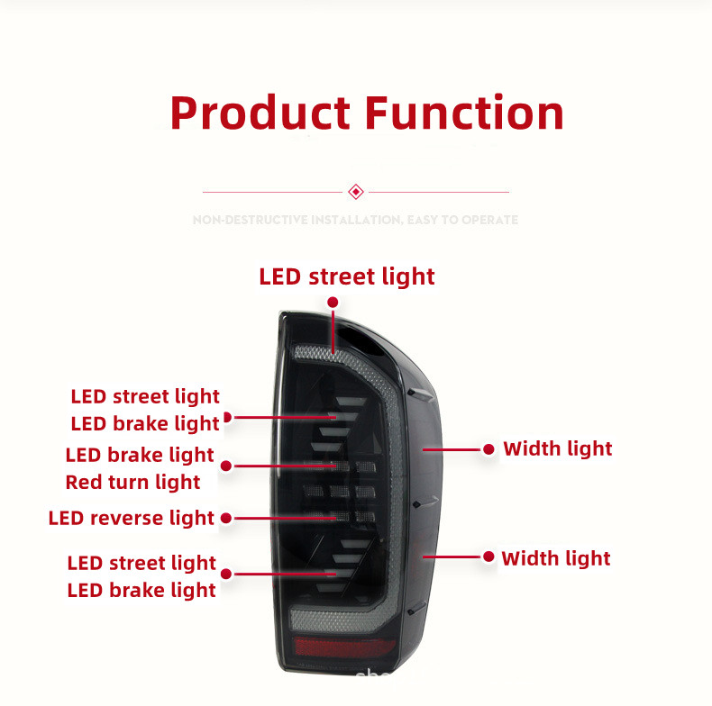 Conjunto LED trasero para la luz trasera de Toyota Tacoma 20 09-20 21 luces de señal de giro de freno trasero automático