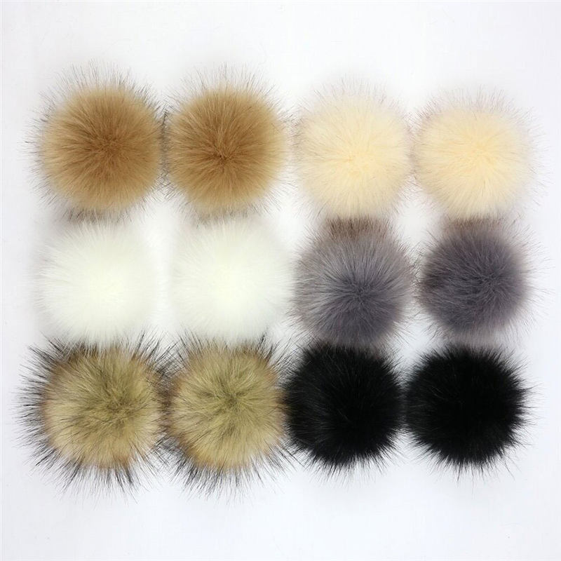 12st 8cm falskt hårboll hatt boll päls pompom falsk räv hatt boll pom pom med gummiband diy handgjorda klädhatt tillbehör