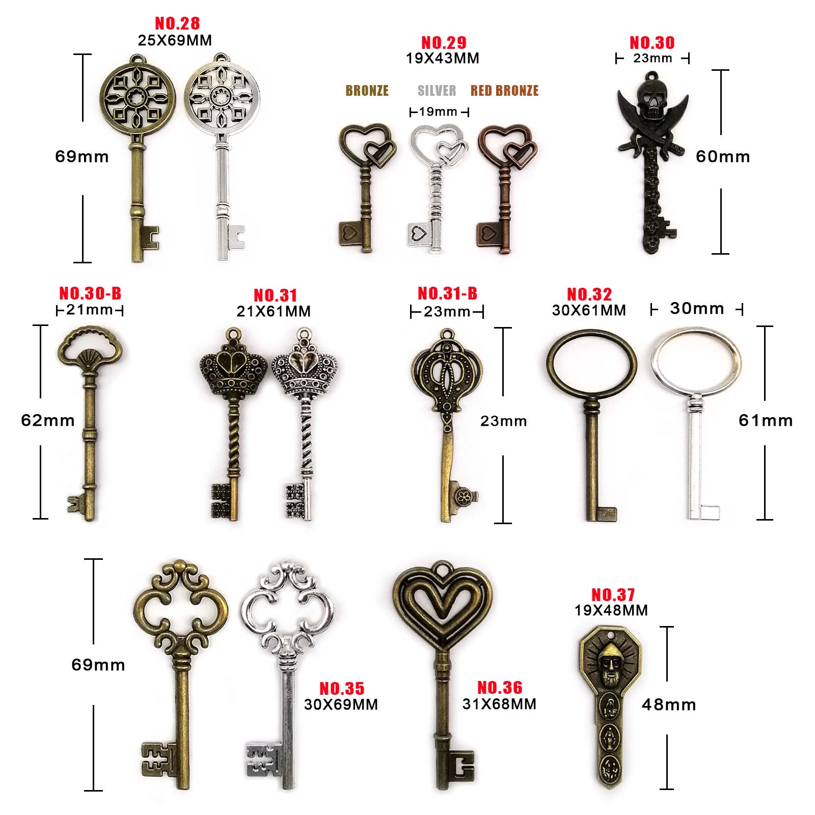 o staromodnym dekoracyjnym vintage Key Key Steampunk Charms Wisidant Biżuter