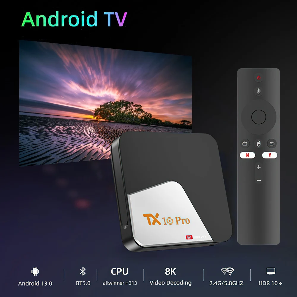 TX10 Pro Android 13スマートテレビボックスAllWinner H313 2GB 16GBデュアルバンドWiFi 8KサポートGoogle Voice Setトップボックスメディアプレーヤー