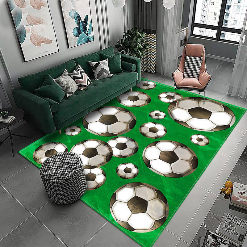 3D Football Field Carpet Home Hallway Living Room Rugs Kitchen Floor Mat Non-Slip Bathroom Rug Kids Bedroom Play Mat Boy's Rug