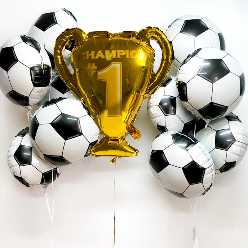 Trophée d'or 18inch Football Star Foil Balloons Boy Man Birthday Party Decor Games Salles Air Globos Baby Shower Supplies