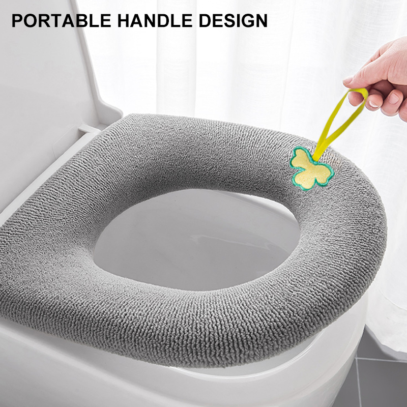 Vinter varmt toalettstolskydd närmattning Mattor tvättbar o-form pad badrumstillbehör som stickar ren färg mjuk bidet täckning
