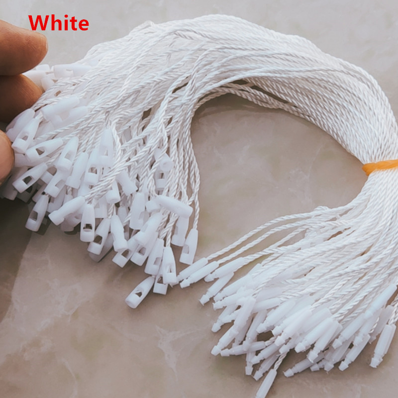8 inches White/Beige/Black Hang tag Rope Polyester String Snap Lock Pin Loop Tie Fasteners
