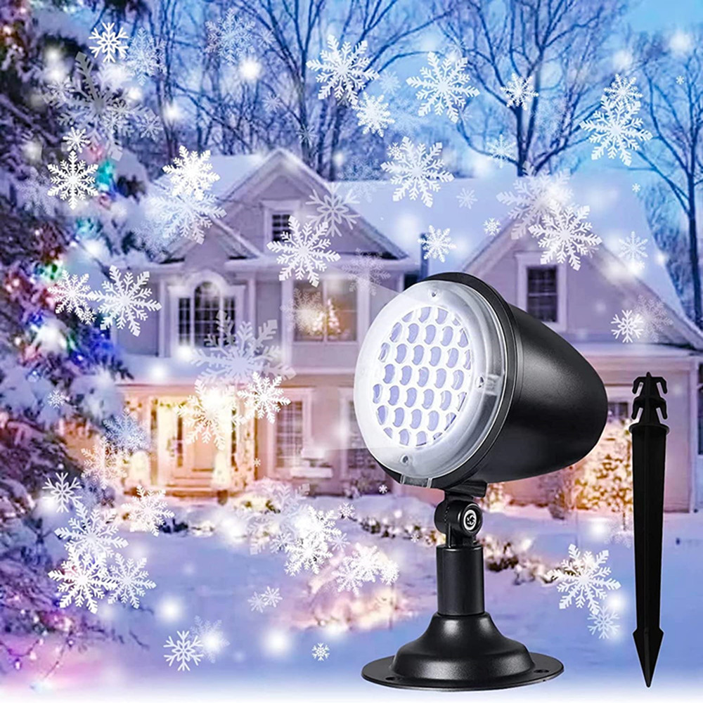 LED LED Snowflake Projector Lights في الهواء الطلق مزخرفة عيد الميلاد المقاومة للماء لحديقة Holiday Holiday Garden و Patio Decoration