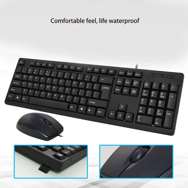 Combos OOTDTY Gaming Wired Slim Flat Quiet 104 Keys Keyboard Small Portable Mouse for Gamer