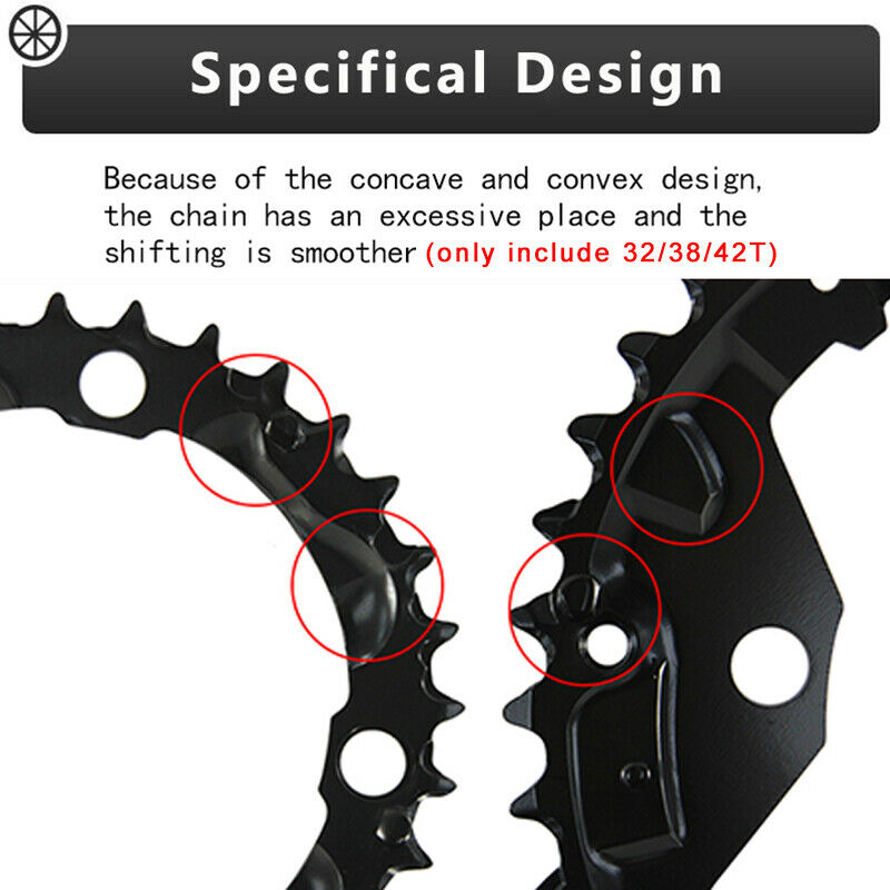 104/64BCD Цепочка двойной/тройной скоростной кривошип 2*10S 3*10S Crank Set 24T 26T 32T 38T 42T Горный велосипедный цепь цепного колеса MTB