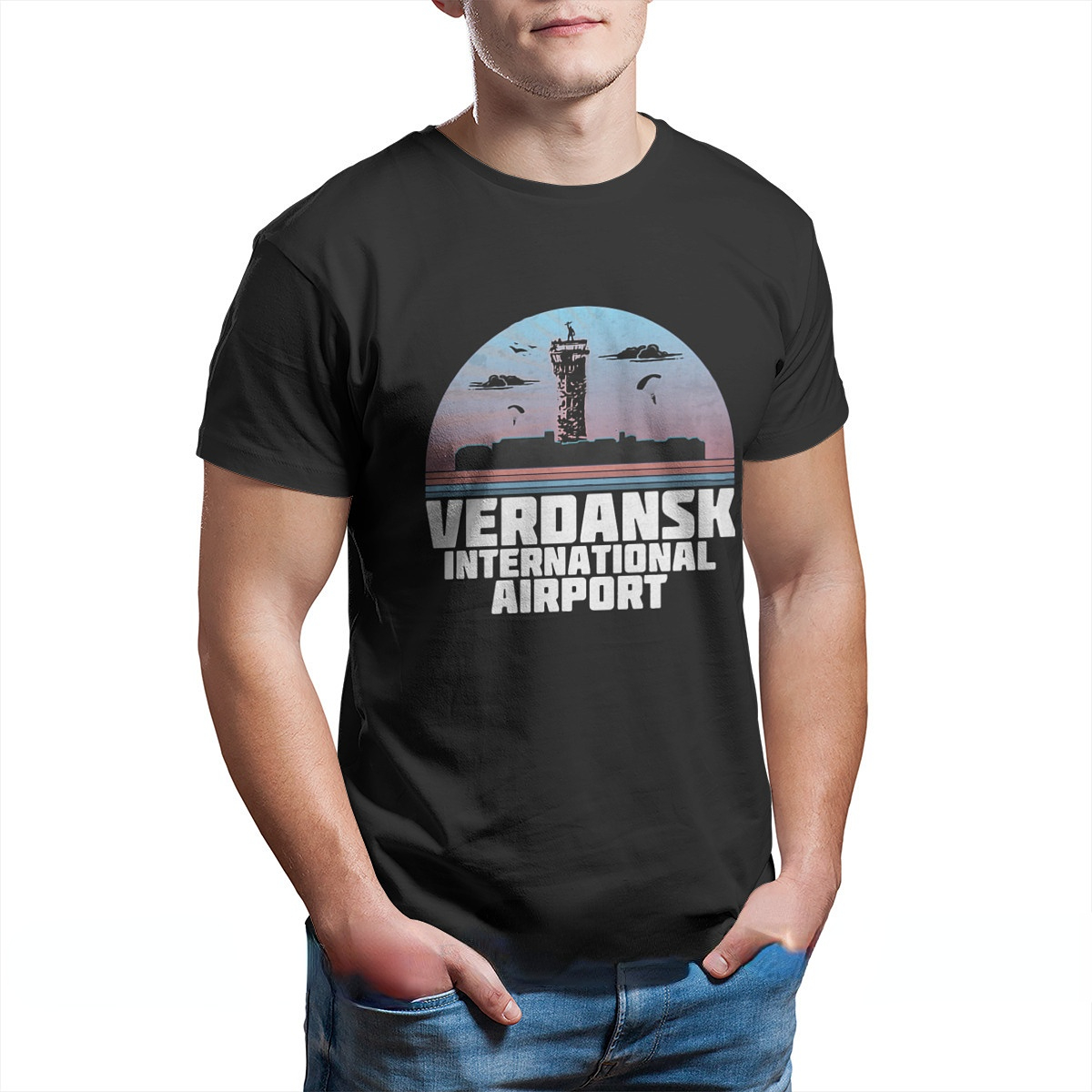 Caminhada do Aeroporto Internacional de Vestuário para Men Verdansk para homens Cod Warzone Game Gráfico Tshirts Male Camisetas Ropa Hombre Custom