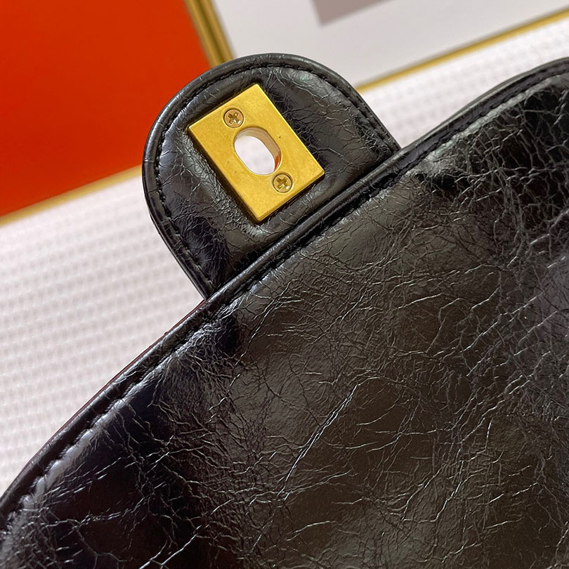 23 cm zwarte mini crossbody tas ontwerper koehide ketting portemonnee luxe tas dames handtas koppeling klep bord mode schoudertas