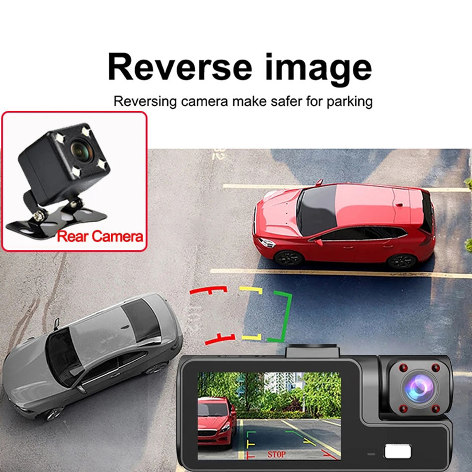 Car DVR 3 Channel 1080p Dash Cam Wi -Fi Video Recorder 2 -дюймовая камера заднего вида для автомобиля Black Box Asciess