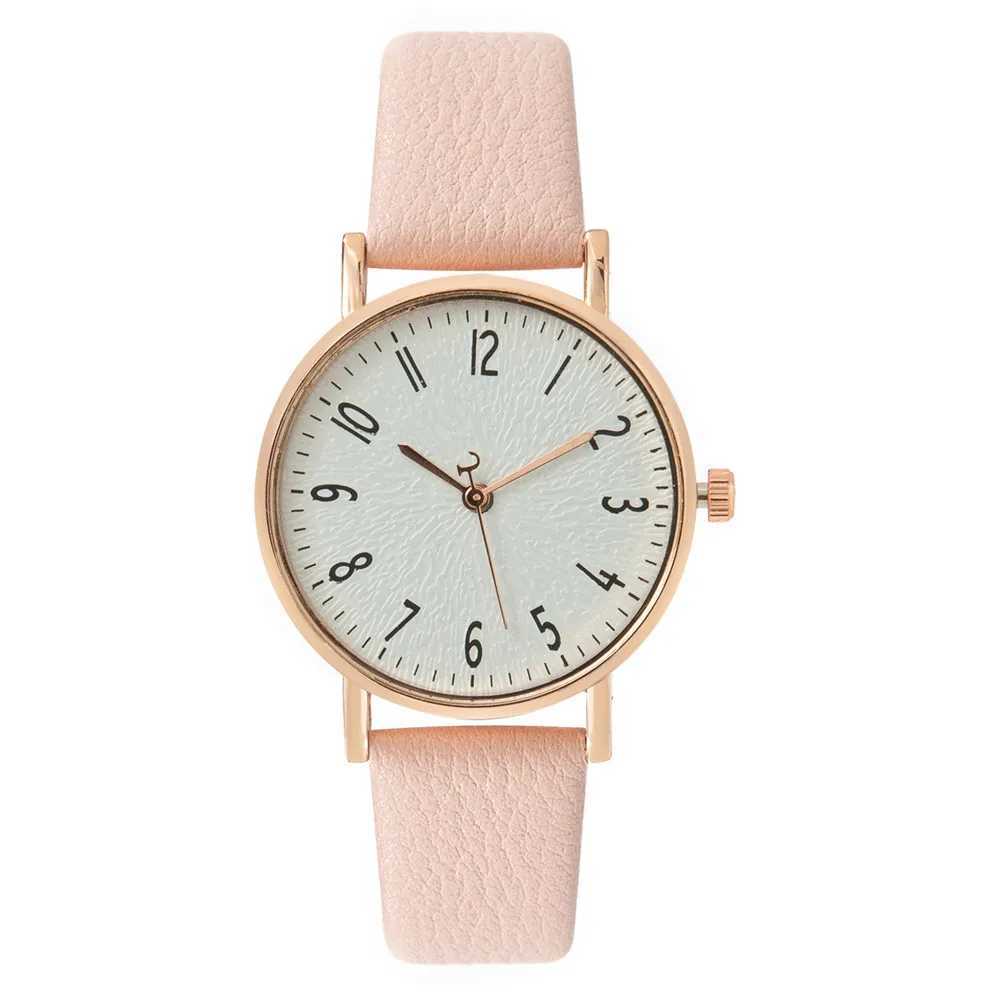 Montres féminines Fashion Ladies Digital Simple Brand Quartz Watch Hot 2023 Nouveau bracelet en cuir rose décontracté Montres de robe d'horloge pour femmes 240409