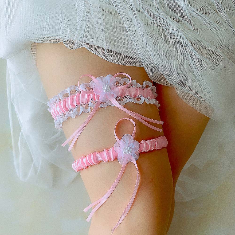 Nouveau mariage Garter Bridal Shower Bride Pink Lace Sexy Femmes Jambe Garter Anneau Garter Cosplay Girl Lolita Girl