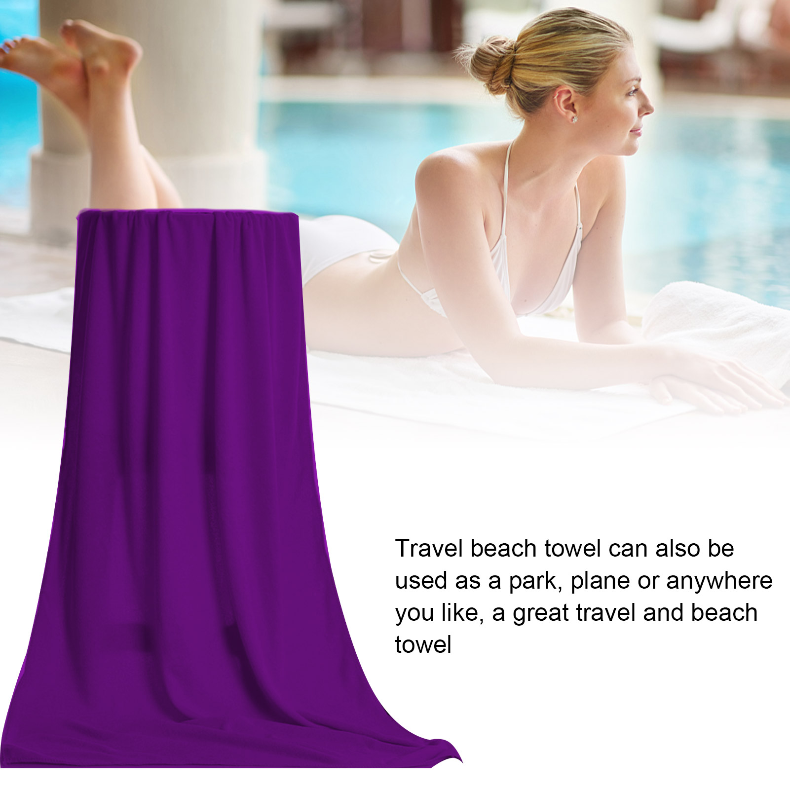 Solid Color Pool Towel Soft Microfiber Pool Towel Highly Absorbent and Quick Dry Extra Large Bath Towel for Adults