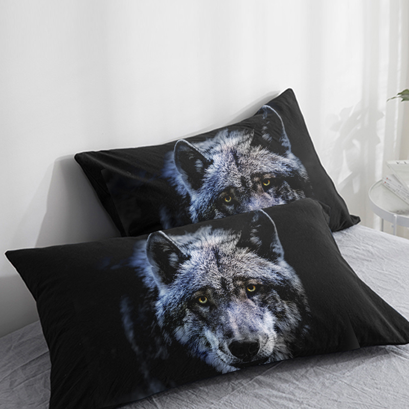 Base d'oreiller personnalisée 3D HD, thewcase 50x70 / 50x75 / 50x80 / 70x70, couverture d'oreillers décorative Fire Animal Wolf, Ship Drop Ship