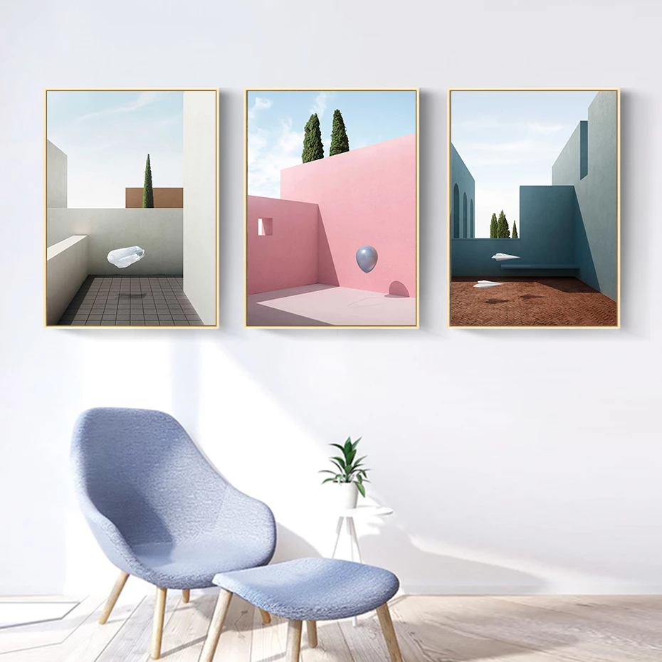 Abstract Still Life Modern Building Canvas Painting Poster and Print Wall Art Pictures Gallery for Living Room Home Decoration