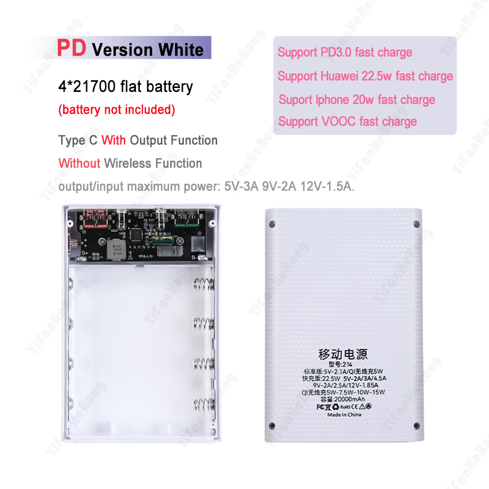 DIY Power Bank 4x 21700 Battery Box Case Kit QC3.0 PD Fast Charging USB Charger with Display for Smartphone