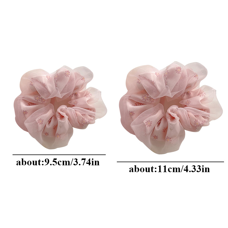 Sweet Double Layer Silk Organza Hair Rope Oversized Floral Hair Scrunchies For Hair Women Mesh Ponytail Holder Elastic Hair Band