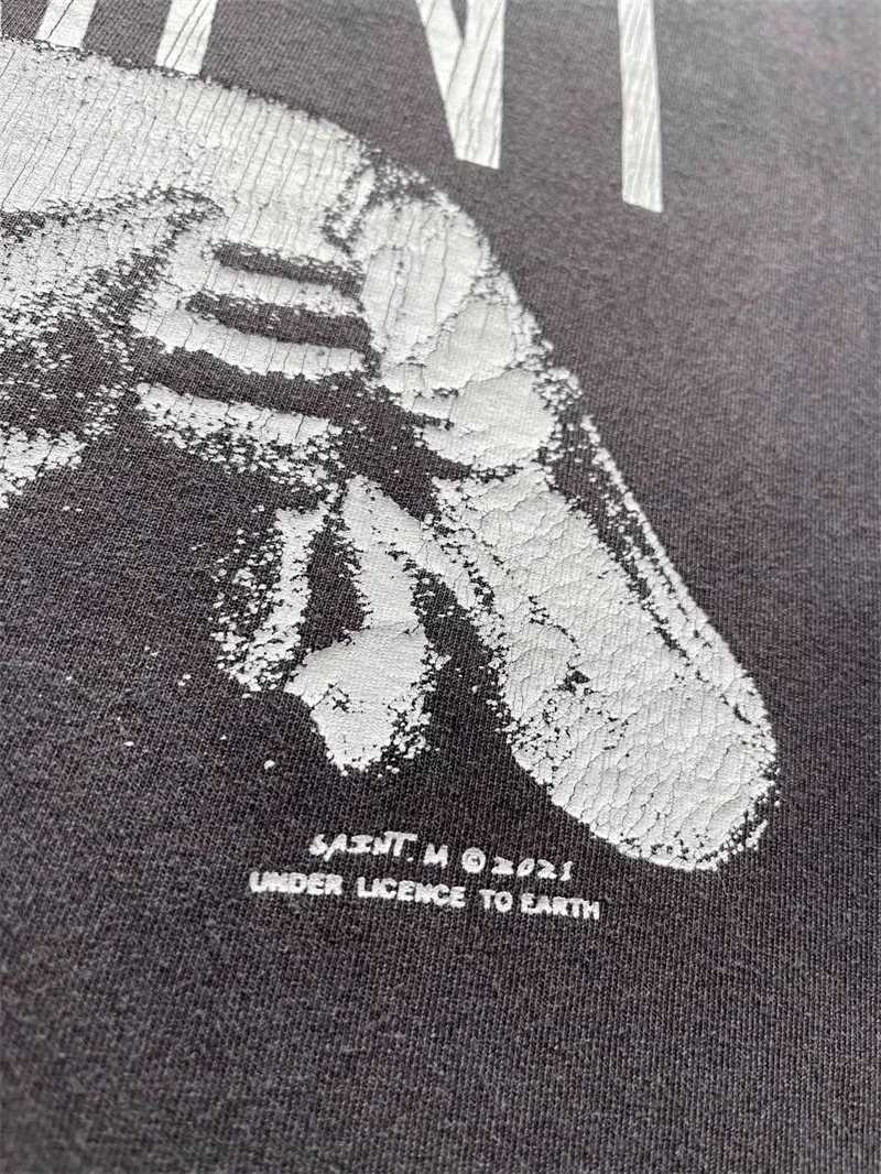 Men's T-Shirts Grey Washed Saint Michael Vintage T-shirt Men Women Hip-hop T Shirt Tee Tops Goth J240409