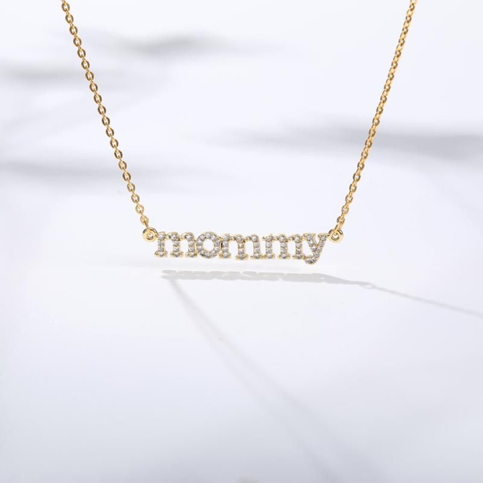 New Personalized mommy Letter Zircon Necklace & Pendant For Women Crystal Choker Chain Jewelry Mother's Day Birthday Gif270u