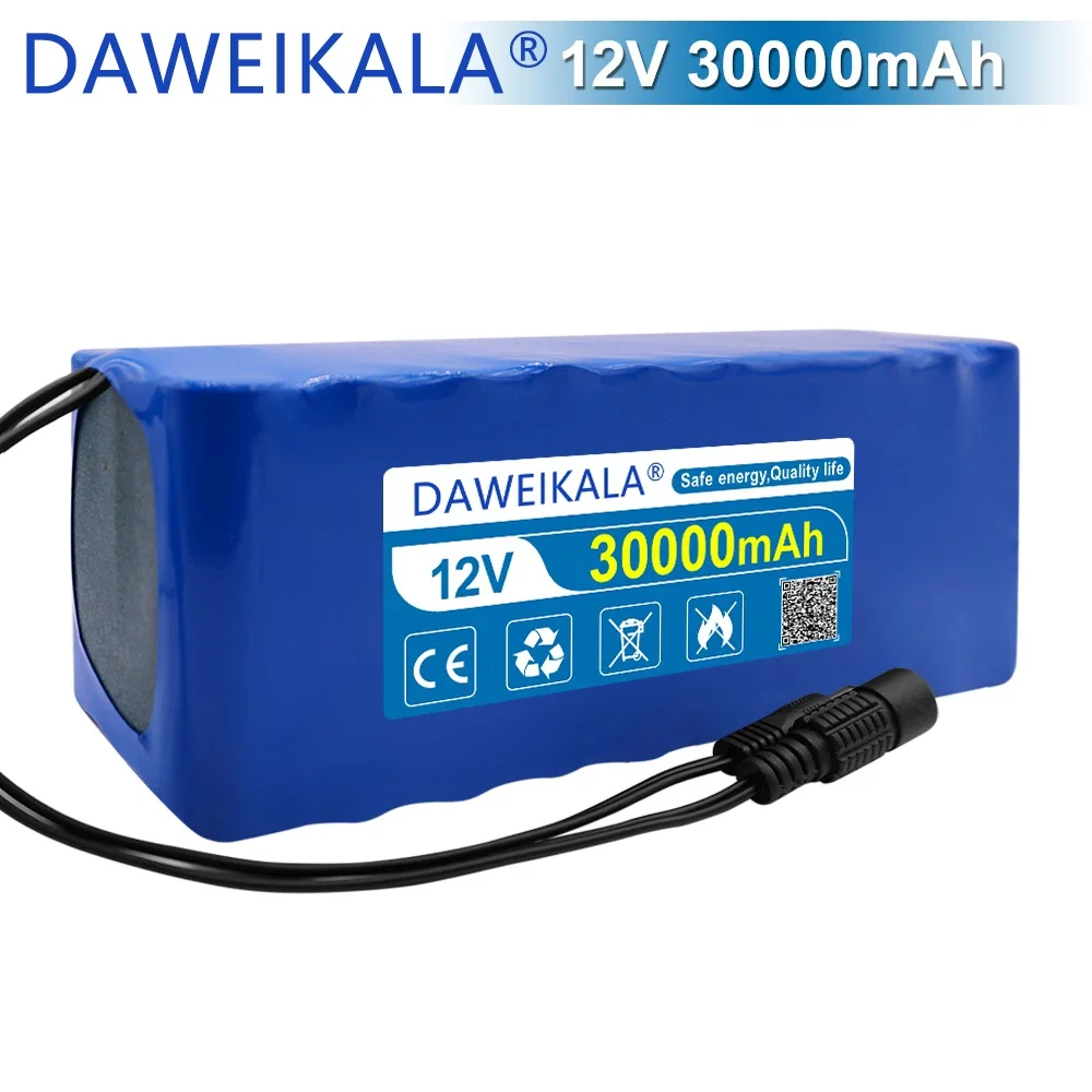 12V 충전식 배터리 12V 30000mah 18650 리튬 배터리 팩 용량 DC 12.6V 30AH CCTV 캠 모니터가있는 충전기